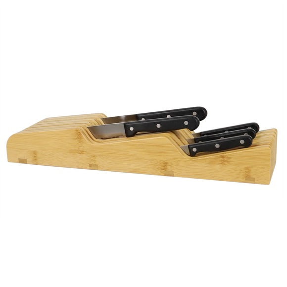 Home Basics|Wave In Drawer Bamboo Knife Block - Picture 1 of 5